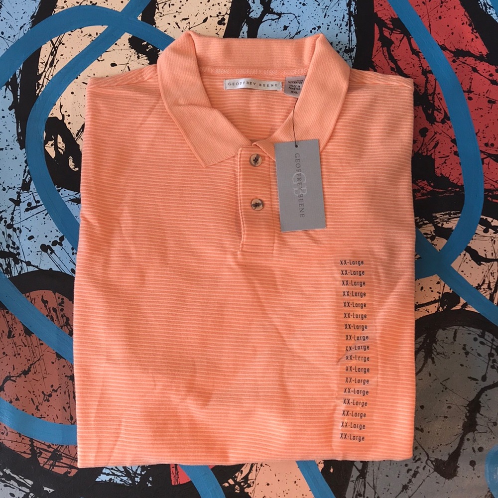 Geoffrey Beene Striped Dreamsicle Orange Polo